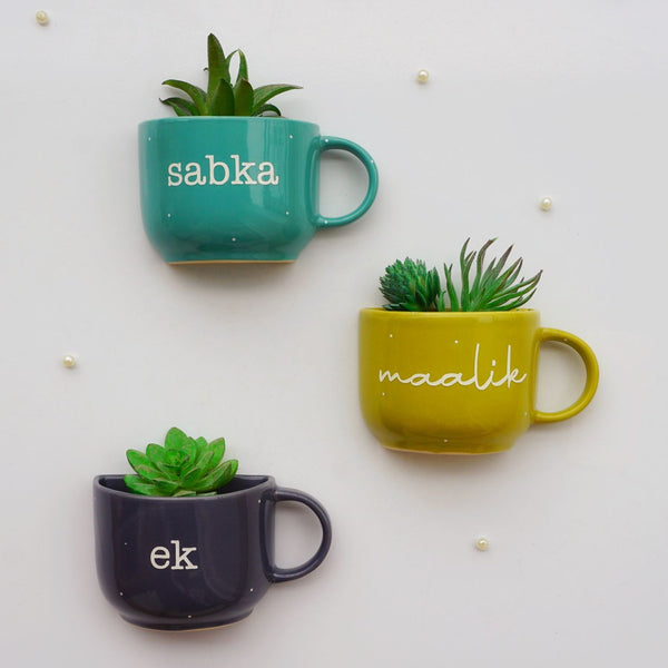 Sabka Maalik Ek | Ceramic Wall Planter | Table Accessory | Personalised Gift | Home Decor